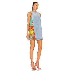 Versace Made in Italy Royal Rebellion Insert Denim Dress In Blue NWOT Size 38